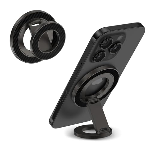 Magnetic Phone Ring Grip Holder for MagSafe Magnet Phone Stand Finger Ring - color: Black