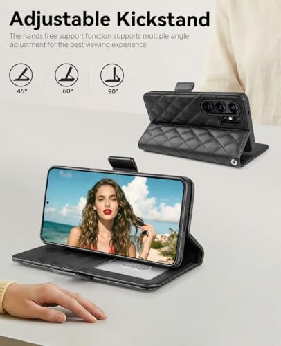 OCASE for Samsung Galaxy S26 Ultra Wallet Case, Card Holder, Diamond Black | RFID Blocking, Kickstand, Magnetic Closure, PU Leather Flip Folio, Shockproof TPU Shell, Protective Phone Cover (6.9") 2026 - color: Diamond Black, size: Samsung Galaxy S26 Ultra