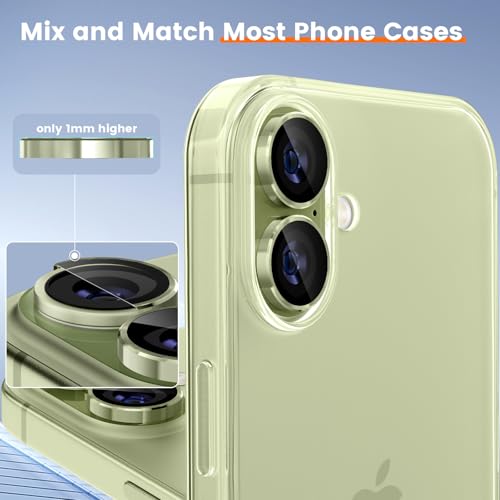imluckies Camera Lens Protector for iPhone 17 6.3", [AR+AF] HD Clear Tempered Glass Lens Cover, 9H Hardness Scratch Resistant Individual Metal Ring, Case Friendly & Easy Install, Green - color: Green