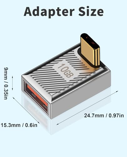 Duttek 90 Degree USB C to USB Adapter 10Gbps, 120W USB A to USB C 90 Degree Adapter 120W, USB 3.0 Female to Type C Male Charger Converter for Laptop, PC, Power Bank, Mac Book,iPad,Samsung Galaxy 2Pack - style: 90 Degree C Male to A Female Adapter