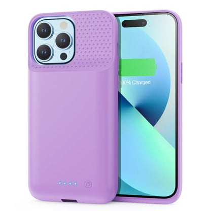 Battery Charging Case for iPhone 12Pro Max/13Pro Max/14Pro Max/14 Plus (6.7 Inch), Powerful 8600mAh Portable Rechargeable Charger Case for iPhone 14ProMax/14Plus/13Promax/12Promax Battery Case-Purple - color: Purple