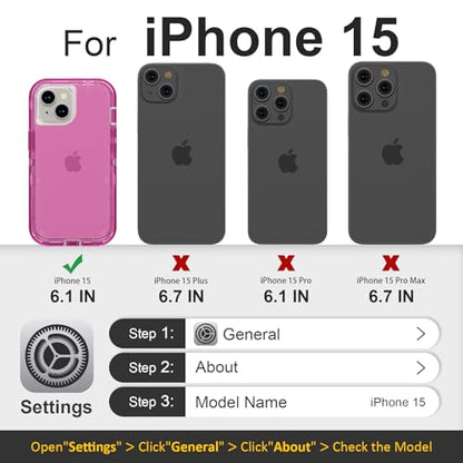 Follaroma for iPhone 15 Case, Shockproof Protection, Hot Pink | Heavy Duty Shockproof Protection Phone Cases, Anti-Drop, Dual Layer Transparent Rugged Protective Cover, 6.1 inch - color: Hot Pink, size: iPhone 15 6.1‘’