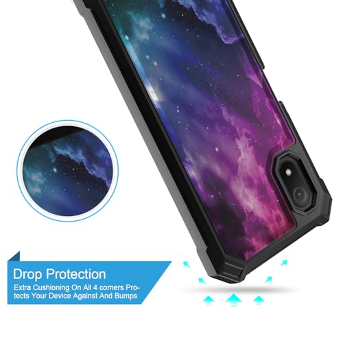 for Gabb Phone 4 Case/Gabb Phone 4 Cover w/[Tempered Glass Screen Protector] Dual Layer Shockproof [Military-Grade][Full-Body] Protective Cover for Women Man Boy Girl Blue Star Galaxy Black - color: BLD IN GALAXY STAR