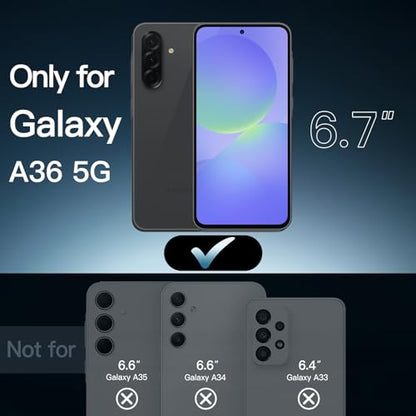 JETech Case for Samsung Galaxy A36, Anti-Yellowing, Black | Shockproof Protection, Scratch Resistant Hard PC Back, Durable Transparent TPU Bumper - color: Black, size: Galaxy A36