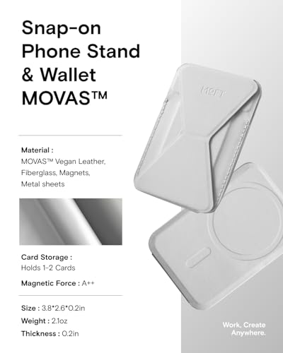 MOFT Magnetic Wallet Stand Compatible with iPhone 18/17/16/15/14/13 Series, Angle Adjustment Magsafe Compatible MOVAS Phone Stand - color: Misty Cove, size: Standard