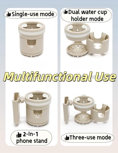 3-in-1 Stroller Cup Holder, Baby Stroller Accessories with Bottle Holder, Phone Mount, and Drink Caddy for Strollers, Perfect for Parents on The Go (Beige) - style: Beige