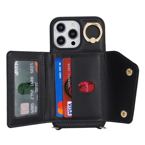 Lipvina Crossbody Wallet Case for iPhone 13 Pro,Black - color: 01-Black, size: iPhone 13 Pro 6.1"