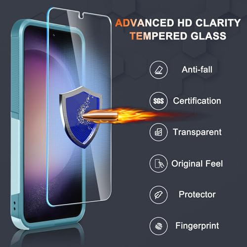 for Samsung Galaxy S24 FE Case, Full Body Heavy Duty Cover, Mint Green | Rugged Shockproof Protective Case,with Tempered Glass Screen Protector + Camera Lens Cover + Wrist Lanyard Strap - color: Mint Green