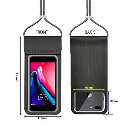 Waterproof Phone Pouch,IPX8 Waterproof Phone Case Bag Holder for iPhone 14 Pro Max/14 Plus/13/13 Pro Max/12/12 Pro Max/11/11 Pro Max/Xs Max/XR Samsung up to 6.9" for Kayaking Swimming(Black) - color: Black to 6.9"