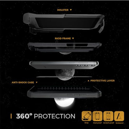 MOTIVE Heavy Duty Case for Samsung Galaxy s23, Belt Clip Holster | 6.1" | Bunker Series, Military Grade Multi-Layer Protection, PC/TPU Build, Sealed Port Cover, 20 ft Drop tested - size: S23