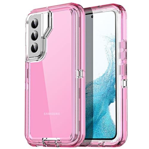 AICase for Samsung Galaxy S22 Case Clear 3 in 1 Heavy Duty Drop Protection Full Body Rugged Shockproof/Dust Proof 3-Layer Military Protective Tough Durable Cover for Galaxy S22 6.1"_2 - color: Hot Pink, size: Samsung Galaxy S22