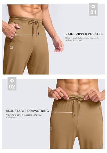 G Gradual Men's 30"/32"/34"/36" Inseam Tall Sweatpants with Zipper Pockets - color: Khaki, size: Large