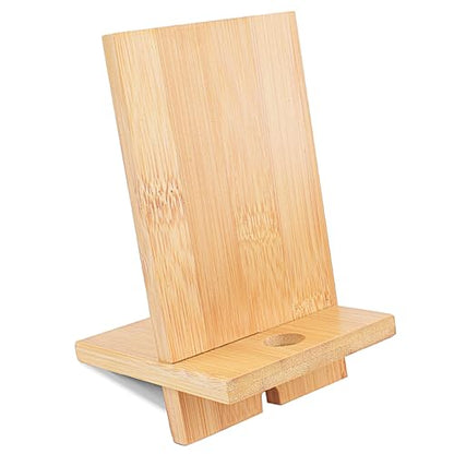 Mobile Stand Japanese Style Cellphone Holder Desktop Organizer Charging Station Compatible with All Smartphones Tablets Natural Bamboo Wood Portable Adjustable Angle (PLAIN-2HOLES) - style: PLAIN-2HOLES