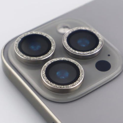 BONVAN for iPhone 15 Pro / 15 Pro Max / 14 Pro / 14 Pro Max Camera Lens Protector Bling Glitter Metal Crystal Tempered Glass Screen Accessories Lens Cover (Grey) - color: Grey