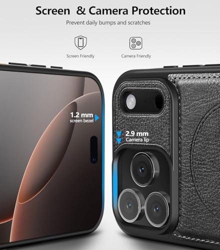 WTCASE Magnetic for iPhone 1X Leather Case,Built-in Invisible Stand [Compatible with Magsafe] Protective Slim Kickstand Phone Cover (2025) (Black, iPhone 1R Pro) - color: Black, size: iPhone 1R Pro