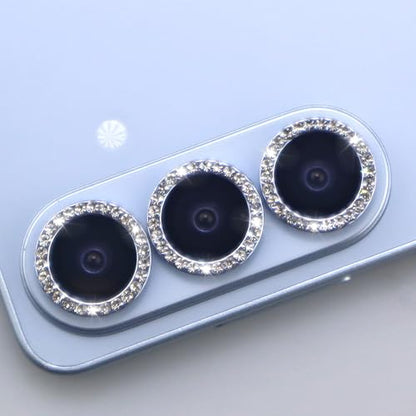 for Samsung Galaxy S26 / S26 Plus Camera Lens Protector, Bling Diamond Metal Ring Tempered Glass Lens Cover, Sparkly Rhinestone Accessories (Sky Blue) - color: Sky Blue