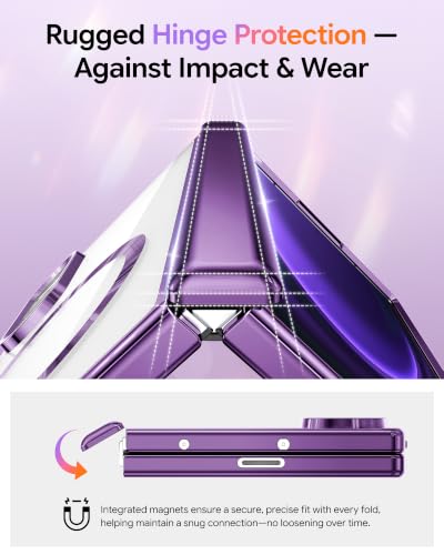 Meifigno for Samsung Galaxy Z Fold 8 Case Compatible with MagSafe, Violet | Raised Camera Protection, Rugged Hinge Protection, Metallic Glossy Plated Edge & Crystal Clear Back, Detachable Glitter Card - color: Cobalt Violet, size: Z Fold 8
