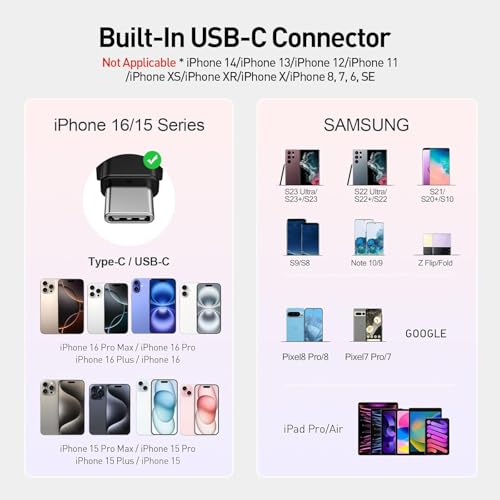 iWALK USB-C Portable Charger for iPhone 15/16, Mini 20W 4,800mAh Wireless Power Bank Fast Charging Travel Battery Pack Compatible with iPhone 16/15/15 Plus/15 Pro/15 Pro Max, Andriod Phone Samsung - color: Pink