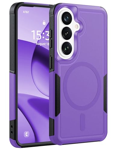 for Samsung Galaxy S26 Case Rugged Dual-Layer Shockproof Purple | Fit for Magsafe, Heavy Duty Military-Grade Protection, Matte Finish Scratch Resistant Anti-Fingerprint, S 26 Phone Case - color: Purple