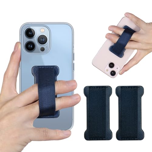 Finger Strap Phone Holder,Cell Phone Finger Grip Strap Holder for Hand, Ultra Thin Anti-Slip Universal Cell Phone Grips Band Holder for Back of Phone - 2Pack(Dark Blue) - color: Dark Blue