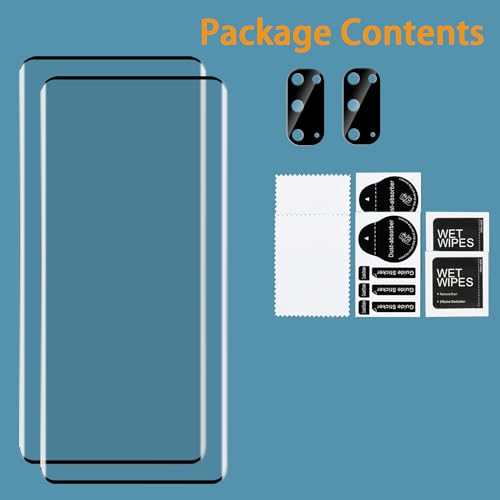 2+2 Pack Samsung Galaxy S20 Screen Protector with Camera Lens Protector, [9H Tempered Glass] [Fingerprint Unlock Support] [3D Curved] Glass Screen Protector for Samsung Galaxy S20 5G (6.5 Inch) - size: (2+2)-Samsung Galaxy S20