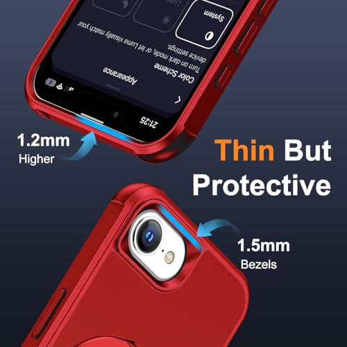 SKYLMW Compatible with iPhone 16e/17e Case with Stand,Red | iPhone 16e Case iPhone 17e Case 6.1",Magnetic Ring Stand,Compatible with MagSafe,Military-Grade Protection,Great Grip Feeling - color: Red, size: Iphone 16e & Iphone 17e