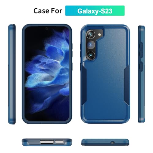for Samsung Galaxy S23 Case with HD Screen Protector, Dual Layer Military Grade Drop Tested, Heavy Duty Rugged Shockproof Non-Slip Outdoor Protective Cover, Blue - color: Blue