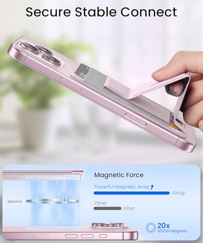 GONEZ for MagSafe Wallet with Stand, Stronger Magnetic Card Holder for iPhone 17/16/15/14/13/12 Series, Premium Leather Phone Wallet with RFID Blocking, 1 Slot, Fit 5 Cards, Pink - color: PINK