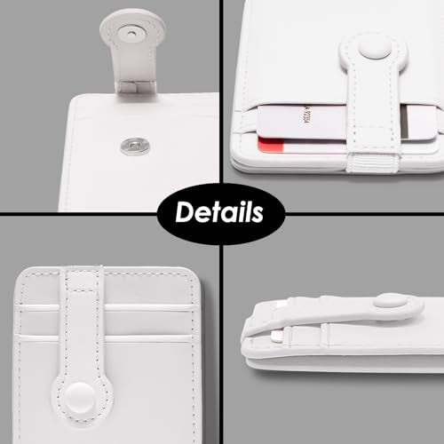 M-Plateau Phone Wallet Stick On, Phone Card Holder With Elastic Magnetic Closure, Slim Wallet Matches Double Sided Tape Compatible with iPhone Case and Most Smartphone (White) - color: White