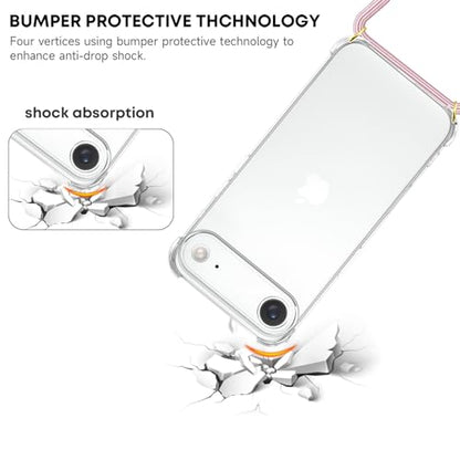 Crossbody Case for iPhone 17 Air Adjustable Lanyard Strap for Women Soft TPU Bumper Case Cover Transparent Slim Shockproof Protective Phone Case for iPhone 17 Air - Rose Gold - size: for iPhone 17 Air