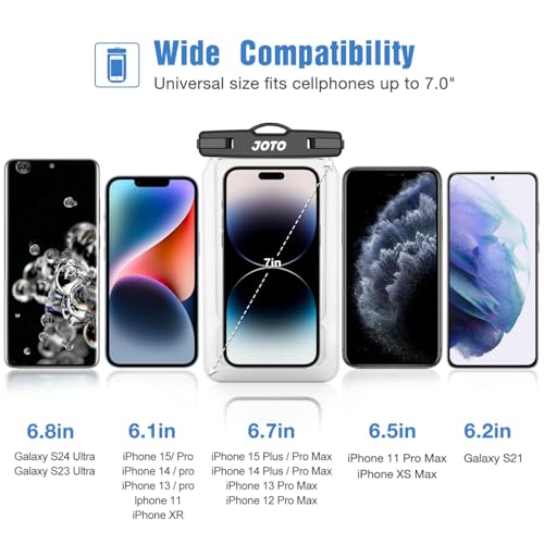 JOTO 2 Pack Floating Waterproof Phone Pouch Up to 7", IPX8 Floatable Underwater Phone Case Cellphone Dry Bag for iPhone 17/Air 16 15 14 13 12 11 Pro Max Xs Max XR X 8 7 Plus SE/Galaxy S24 S23 -Clear - color: Clear