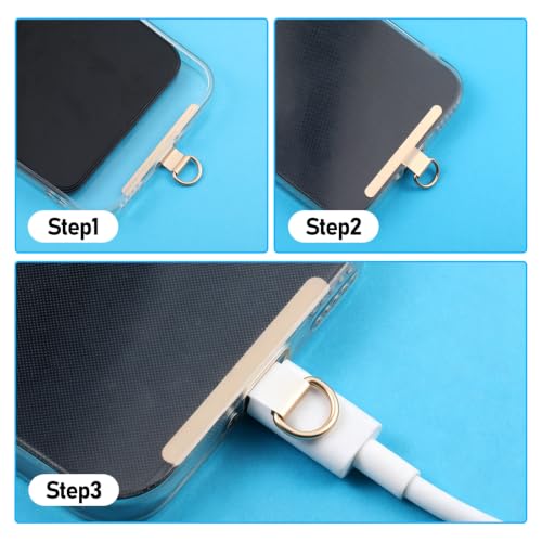 8 Pack Metal Phone Tether Tab 360° Rotatable, Universal Cell Phone Charm Holder Lanyard Tab Wrist Strap Hook Metal Replacement Patch for Most Smartphones