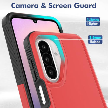 for Samsung Galaxy A17 Case: Dual Layer Protective Heavy Duty Cell Phone Cover Shockproof Rugged with HD Screen Protector - Military Protection Bumper Tough for Samsung Galaxy A17 5G 2026, Red - color: Red (PC) + Black (TPU)