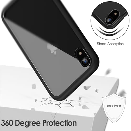 JETech Case for iPhone XR, 360° Protection, Black | Built-in Screen Protector Anti-Scratch, 360 Degree Full Body Rugged