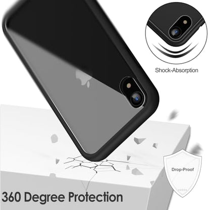 JETech Case for iPhone XR, 360° Protection, Black | Built-in Screen Protector Anti-Scratch, 360 Degree Full Body Rugged