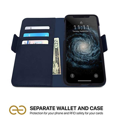 Dreem Fibonacci 2-in-1 Wallet Case for Apple iPhone SE 3 (2022), SE 2, & 8/7 - Luxury Vegan Leather, Magnetic Detachable Shockproof Phone Case, RFID Card Protection, 2-Way Flip Stand - Royal - color: Royal, size: iPhone SE 3 (2022), SE 2, & 8/7