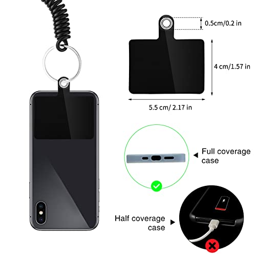 Konohan 4 Sets Phone Lanyard Tether with Patch - color: Black