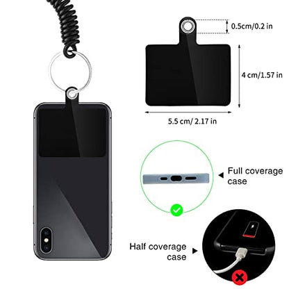 Konohan 4 Sets Phone Lanyard Tether with Patch - color: Black