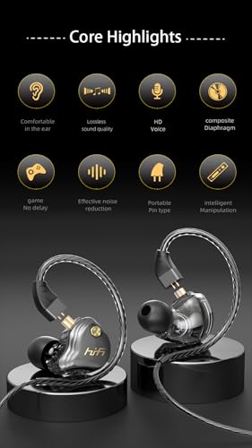 3.5mm Wired IEM Earbuds with Mic, 10mm Driver, Detachable Cable - color: Silver, size: 3.5mm