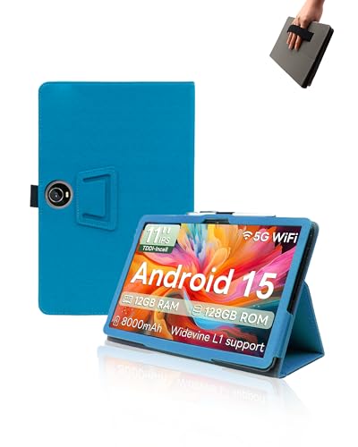 Case for WXUNJA X-C5/TUOHAITIME K10/COLORROOM C5/JIKOCXN C5/aiprotablet C5 Tablet 11 inch,UYRUREL Leather Slim Folding Stand Cover with Hand Strap Magnet for Men Women Full Protection,SkyBlue.
