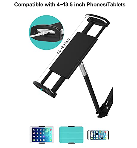 Heavy Duty Phone/Tablet Metal Holder Universal Mobile Cell Smartphone Mount Lazy Bracket 360° Rotation Gooseneck Clamp Stand Flexible Long Arm (White, 3-Section) - color: White, size: 3-Section