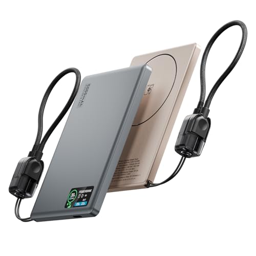 [2-Pack] Magnetic Portable Charger,0.3" Ultra Slim Mag-Safe Power Bank | 5000mAh Power Bank Travel Essential,USB-C 20W PD Fast Charging Battery Pack for iPhone 17/16/15/14,Apple Watch&AirPods - color: Glacier Gray+Desert Gold
