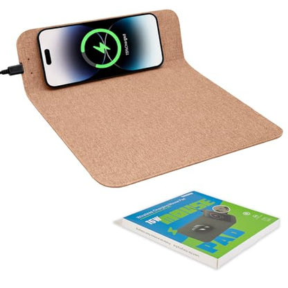 Fast Wireless Charging Mouse Pad 15W, Office Desk Pad with Ultra-Smooth Surface Non-Slip Rubber Base, Waterproof Mousepad for Computers/Office/Work/Home/Pad for iPhone Samsung (Khaki) - color: Khaki