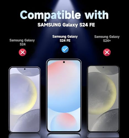 MAGIC JOHN 2 Pack for Samsung Galaxy S24 FE Tempered Glass Screen Protector | 6.7inch, Easy Installation, HD Clear, Auto Dust-Elimination, Bubble Free - size: S24 FE 6.7inch