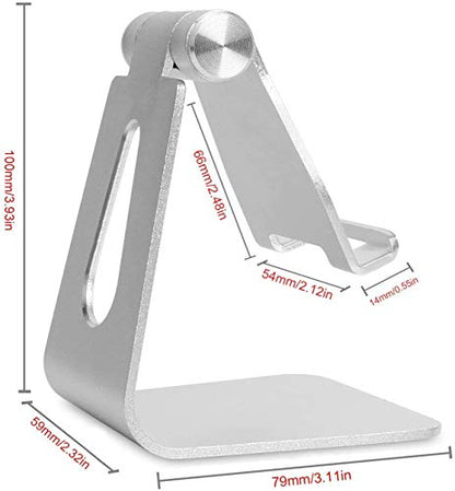 Phone & Tablet Stand Adjustable Multi‑Angle Aluminum Phone & Tablet Stand Adjustable Non‑Slip Dock/Cradle/Charging Station for Desktop, Bed, Kitchen, Office (Silver) - color: Sliver