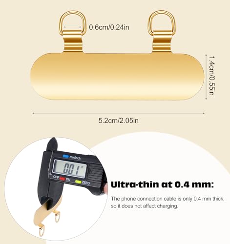 Bremorou 2 Pack Metal Phone Tether Tabs for CellPhone Gold Metal Phone Lanyard Tab Double Buckle Cellphone Lanyard Patch Thin Phones Strap Insert for Most Phones Cases