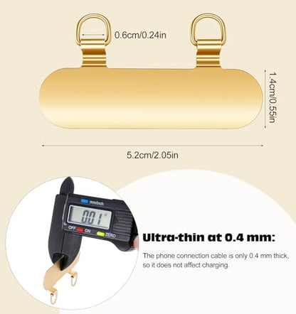 Bremorou 2 Pack Metal Phone Tether Tabs for CellPhone Gold Metal Phone Lanyard Tab Double Buckle Cellphone Lanyard Patch Thin Phones Strap Insert for Most Phones Cases