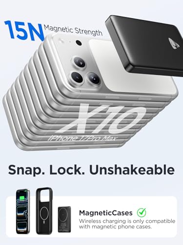 for Magsafe Portable Charger, 10000mAh 15W Wireless Magnetic Power Bank, 20W PD Fast Charging Magsafe Battery Pack with USB-C Cable, Wireless Portable Charger for iPhone 17/16/15/14/13/12 Series - size: 10000mAh