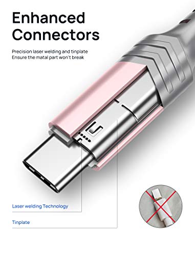 JSAUX USB C Cable [2-Pack 6.6ft], USB A to USB C for iPhone, Samsung, Pink - color: Rose Gold, size: 6.6ft+6.6ft