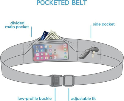BANDI Running Belt for Women & Men – USA Made No-Bounce Adjustable Waist Pack & Secure Fanny Pack – Fits All Phones, Gels & Essentials – Zipper-Free, Medical Device Friendly - color: Black Solid